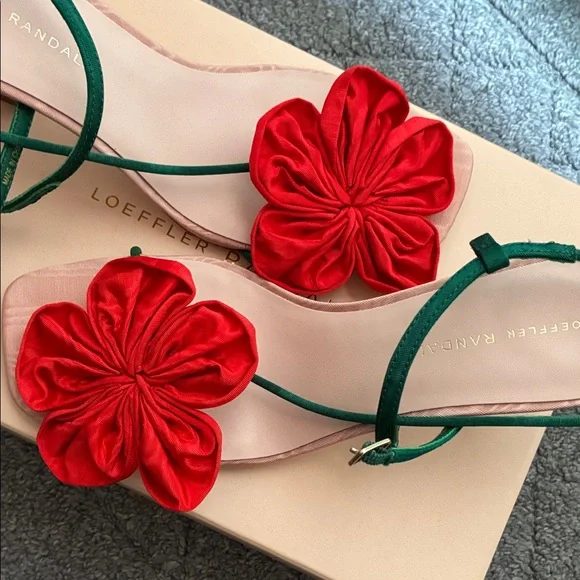 Loeffler Randall Green and Red Floral Sandals - Picture 6 of 6